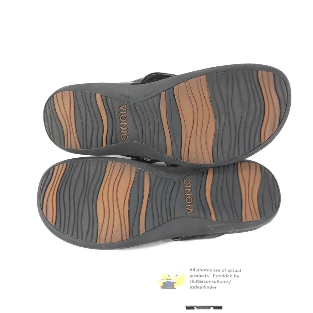 Vionic 340 Floriana Flip Flop Sandals Womens Size 7 TVW4401 Black Brown